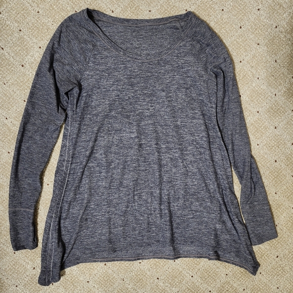 Lululemon Rehearsal Long Sleeve Heathered Black Swan Size 10 - Picture 7 of 13